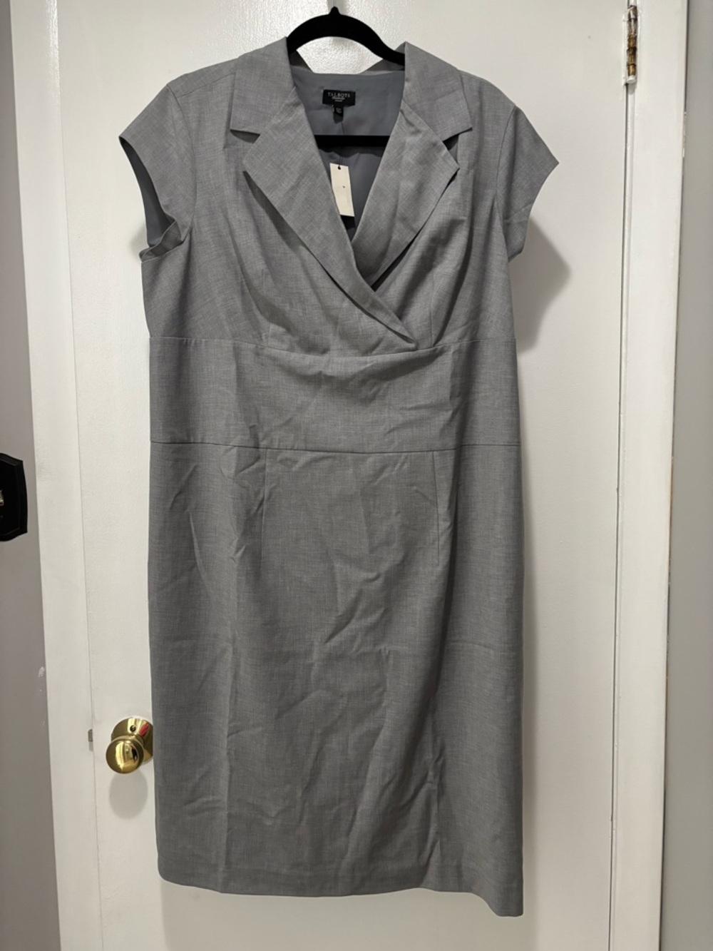Talbots Gray Cap-Sleeve Wrap-Front Sheath Dress Size 12W